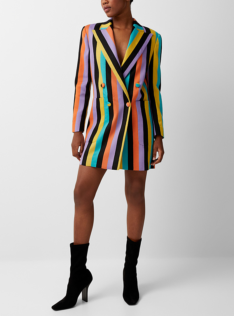 Moschino: La robe veston lignes colorées Assorti pour femme