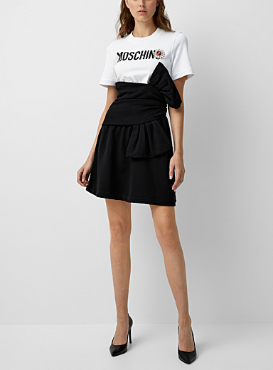 Moschino Patterned White Bow T-shirt dress for women