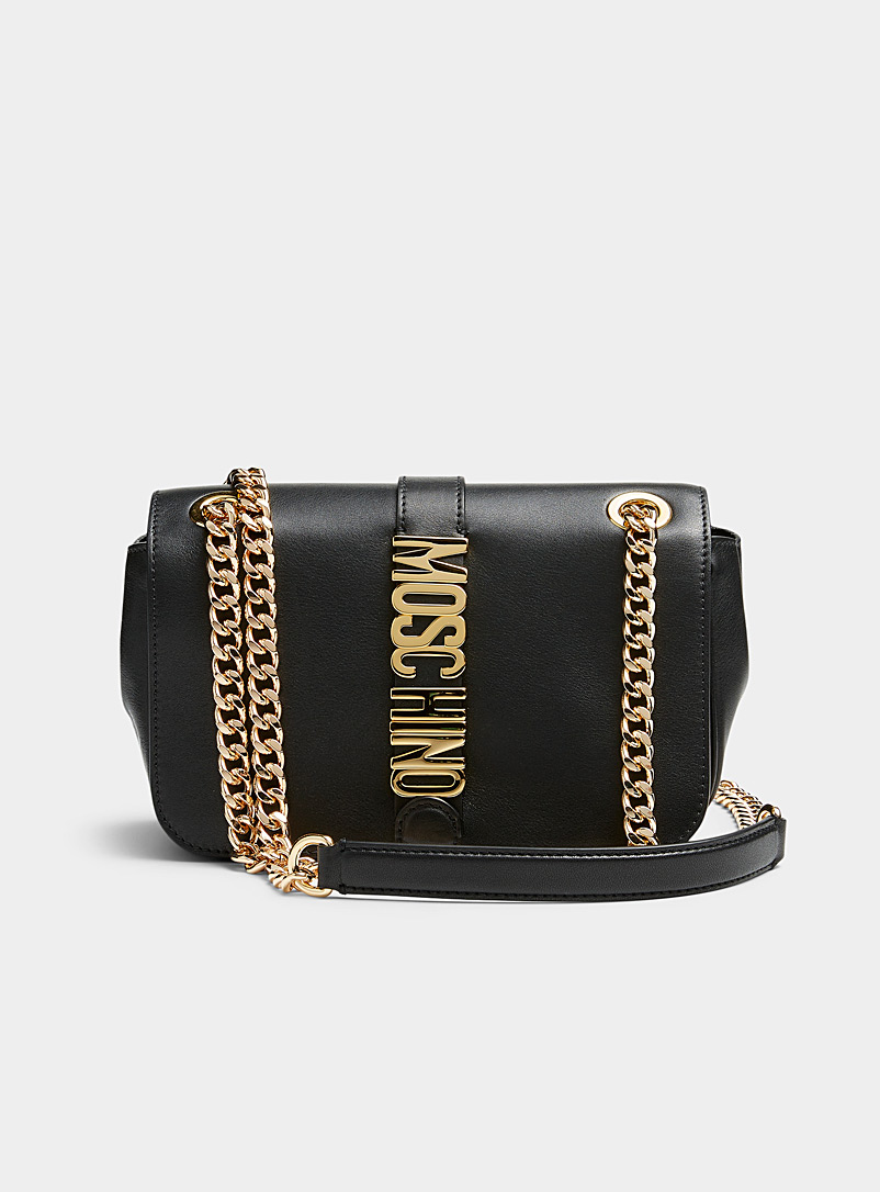 Moschino: Le sac signature chaîne et cuir Noir pour femme