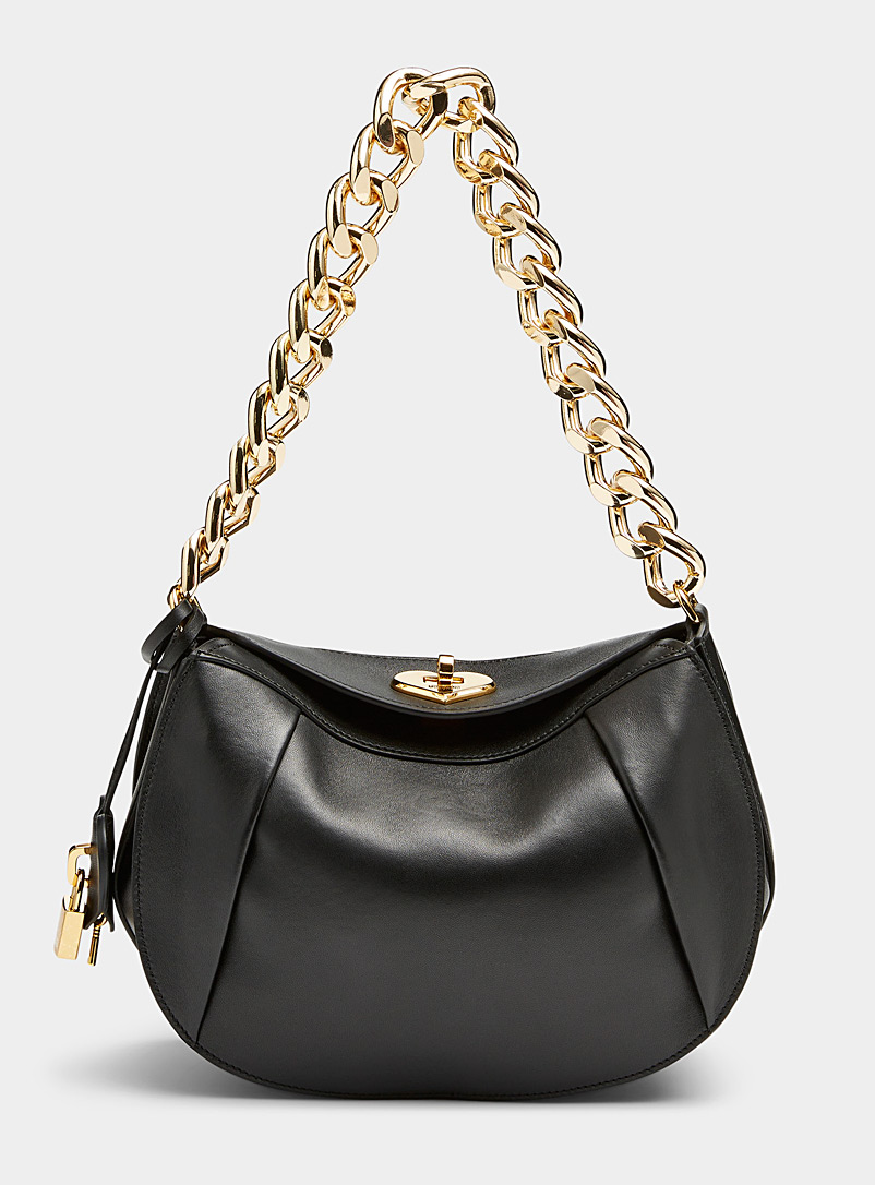 Moschino Black Heart locket handbag for women