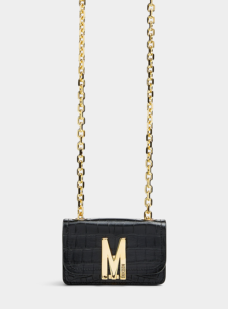 Moschino Black Crocodile print leather handbag for women