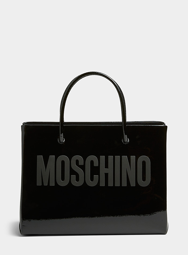 Moschino: Le fourre-tout en cuir à logo Noir pour femme