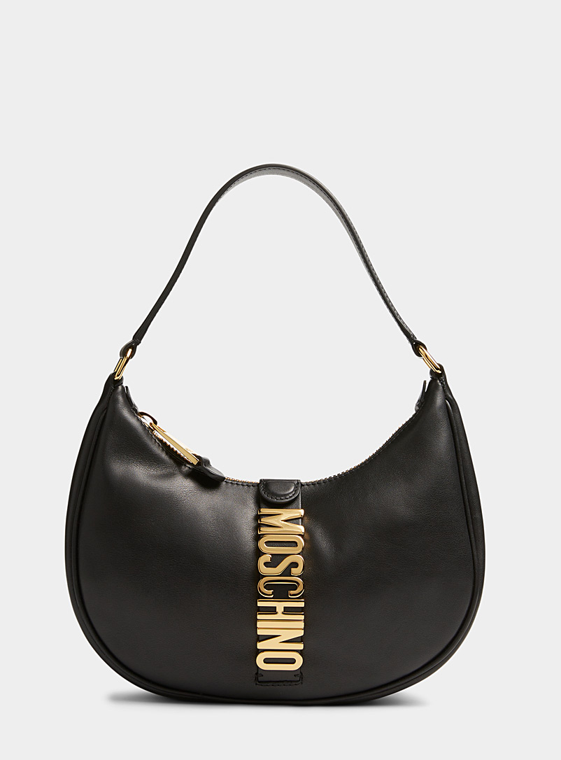 Moschino Black Signature leather hobo bag for women