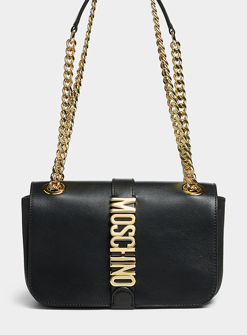 Moschino Black Golden signature crossbody bag for women