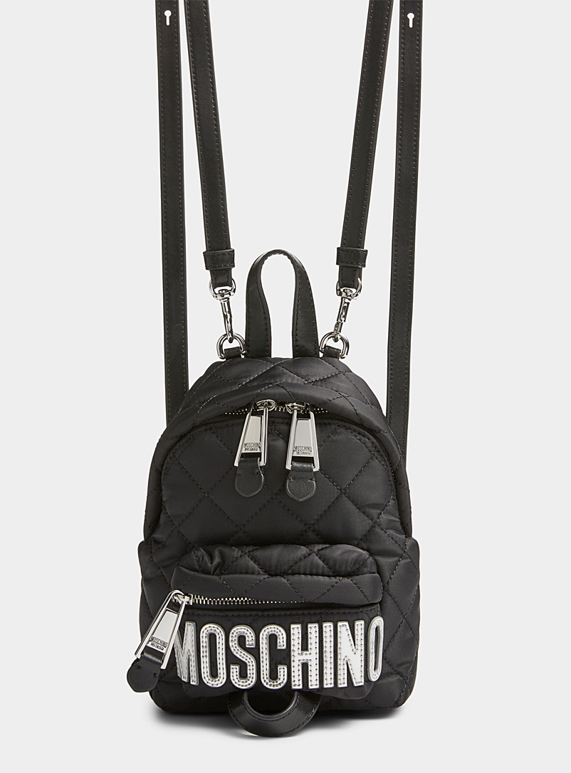 Moschino Patterned Black Small quilted backpack for women