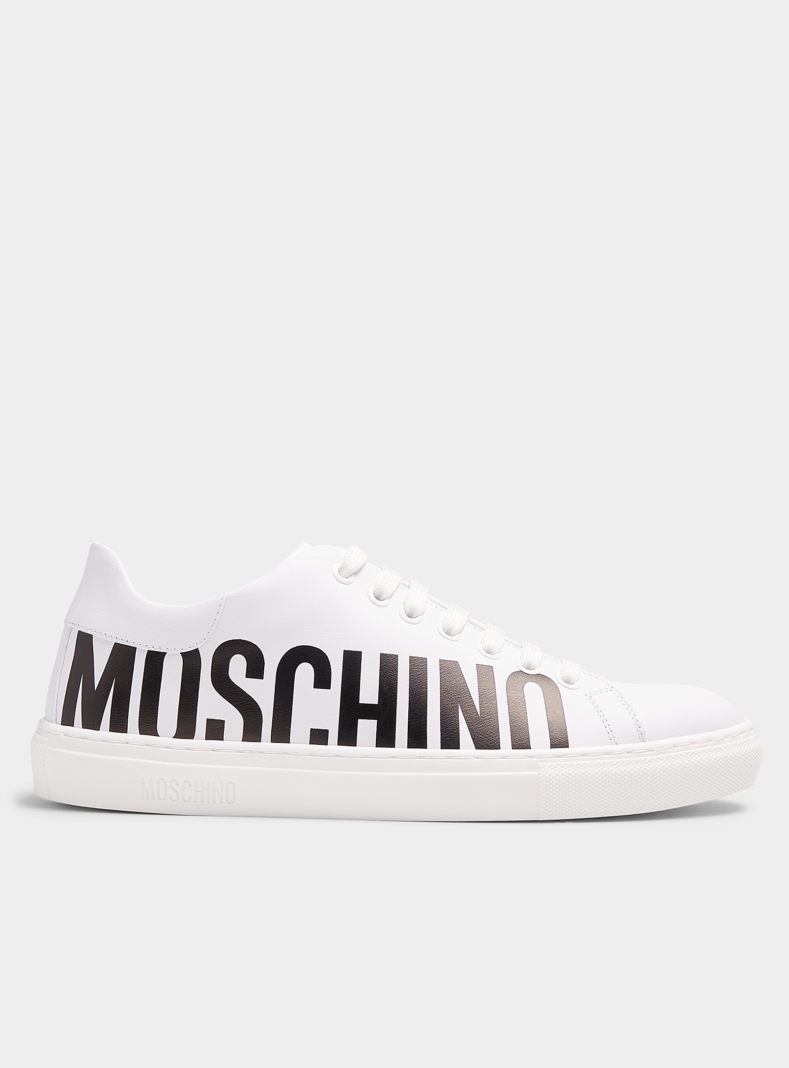 Shop Moschino Side Logo Court Sneakers Men In White
