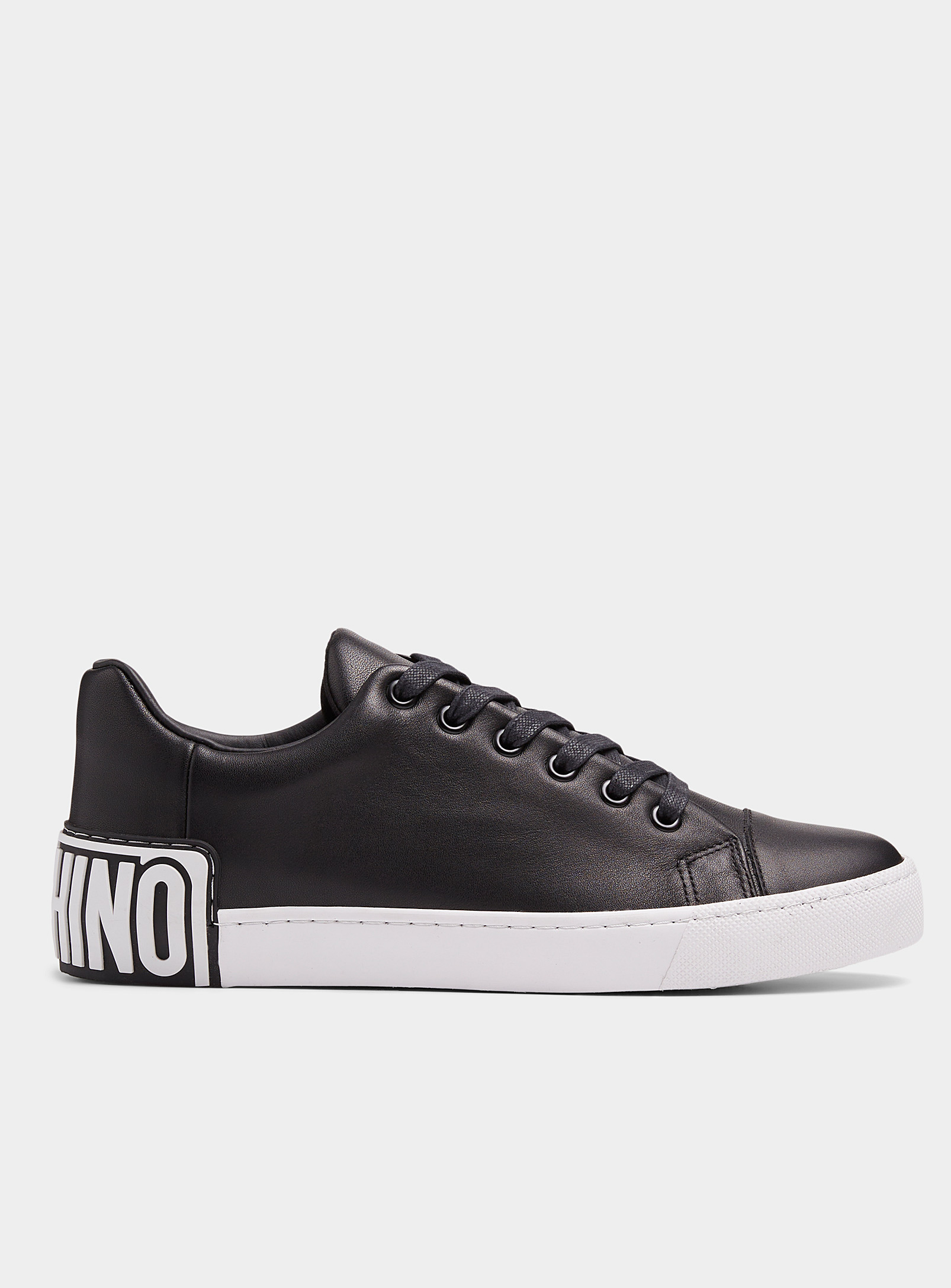 Shop Moschino Maxi Logo Court Sneakers Men In Black