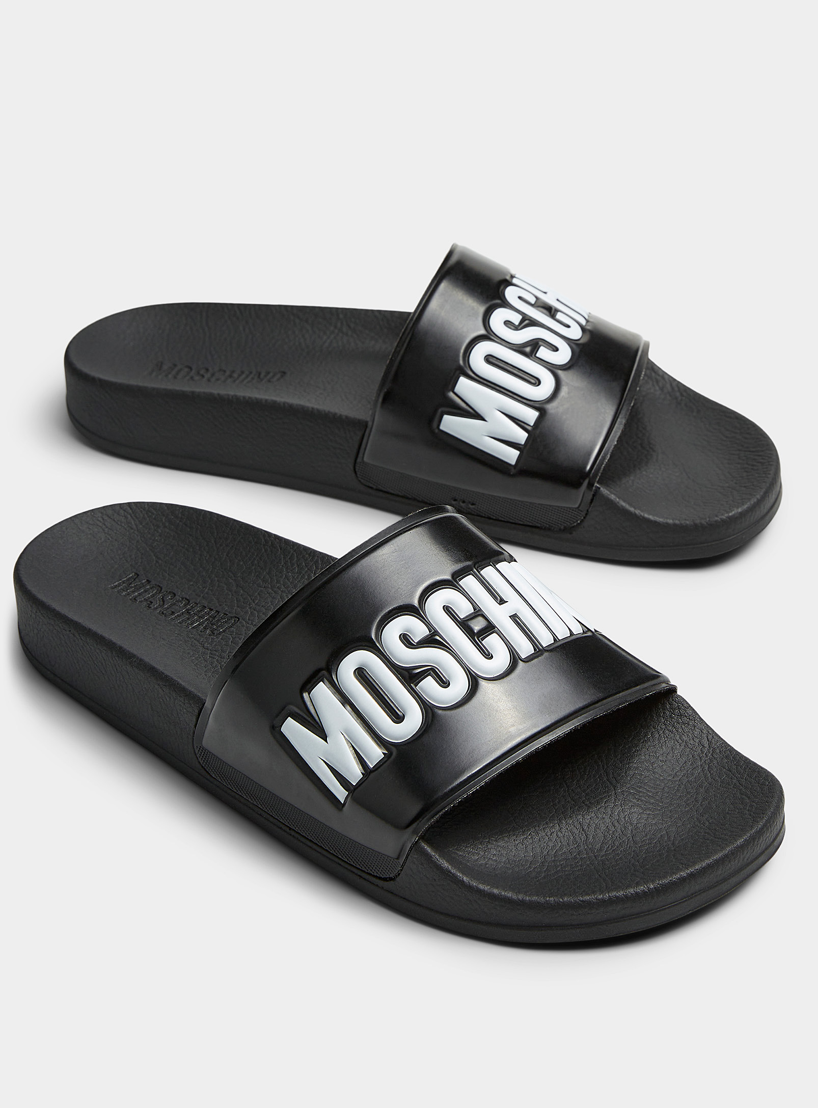 Shop Moschino Classic Logo Slides Men In Black