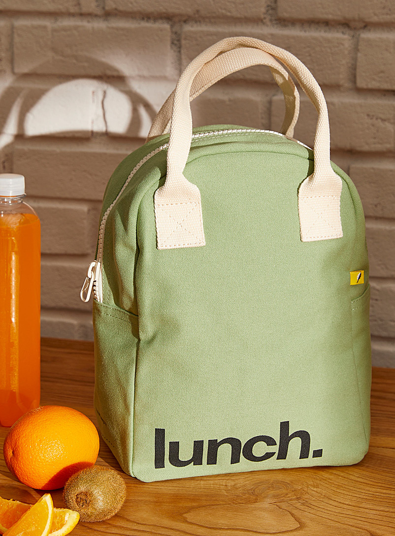 Fluf Green Sage green organic cotton lunch bag