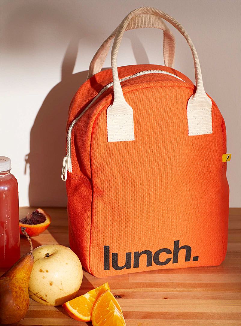 Fluf Orange Bright orange organic cotton lunch bag