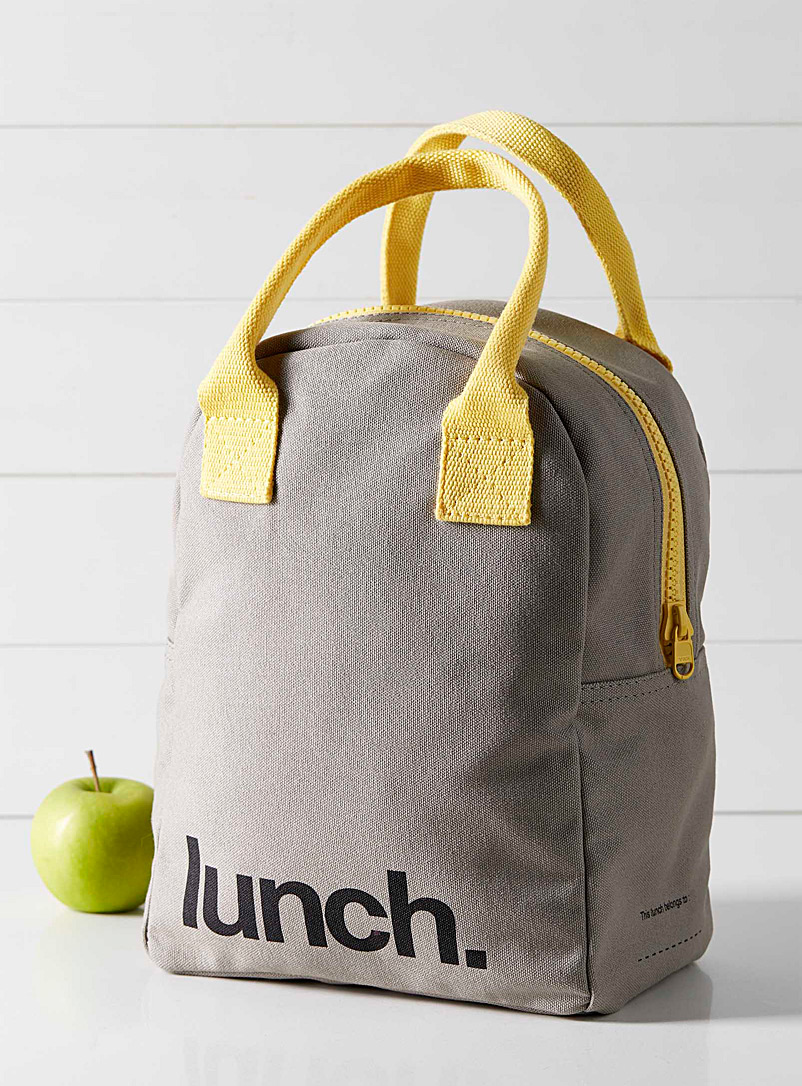 Fluf Dark Grey Typographic organic cotton lunch bag