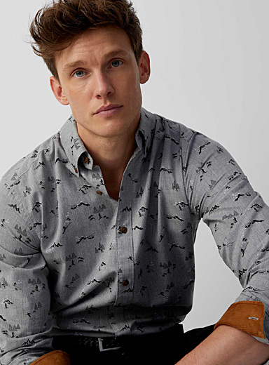 Seasonal pattern chambray shirt Modern fit | Le 31 | Shop Men's ...