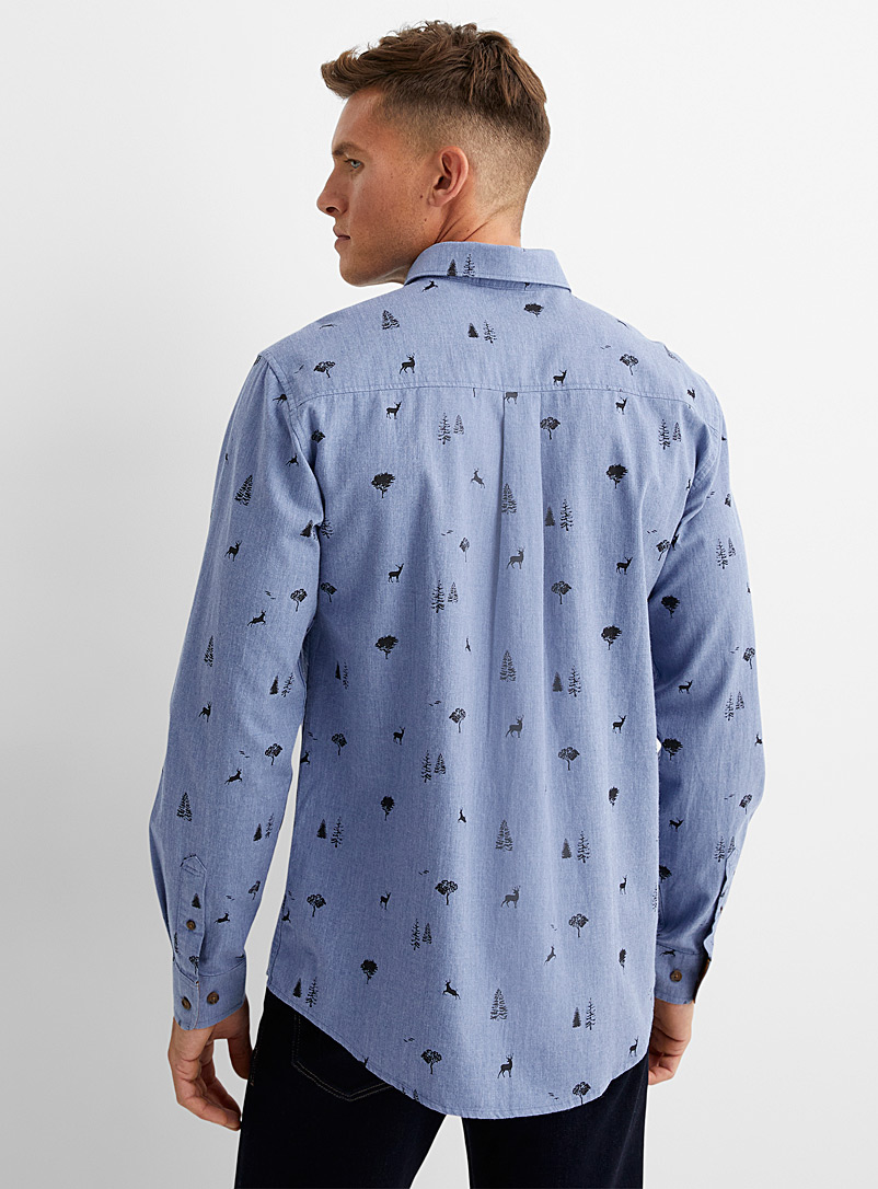 Le 31 Grey Seasonal pattern chambray shirt Modern fit for men