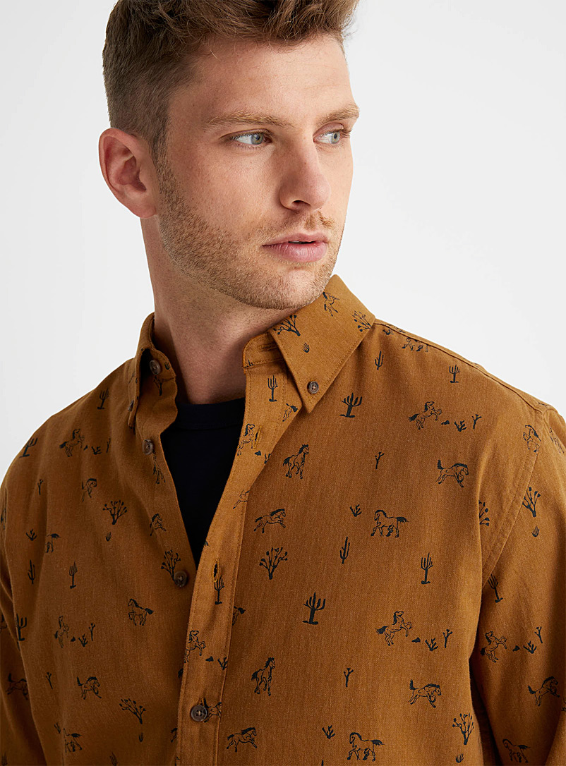 Le 31 Grey Seasonal pattern chambray shirt Modern fit for men