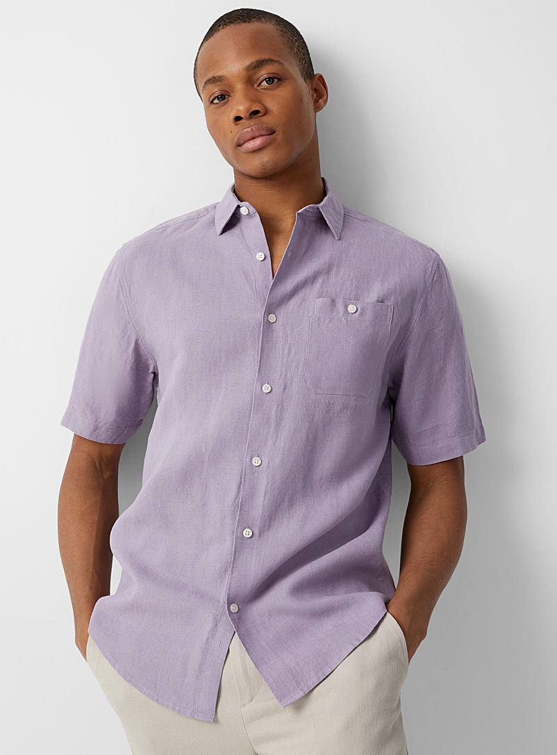 Le 31 Lilacs Pure linen short-sleeve shirt Modern fit for men