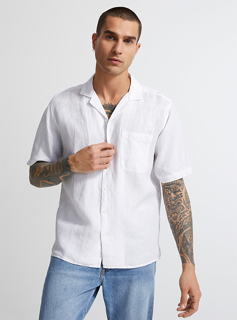 Le 31: La chemise cabana pur lin Coupe confort Blanc pour homme
