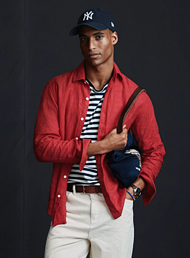 Solid pure linen long-sleeve shirt Modern fit | Le 31 | Shop Men's Long ...