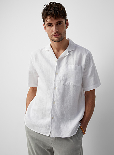 Buy Quartz Linen  Casual White Linen Shirt for Men Online