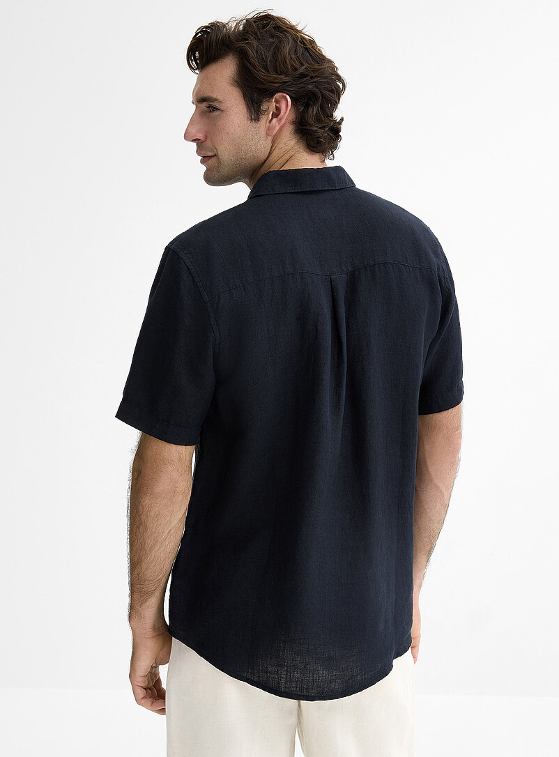 Le 31 White 100% European linen short-sleeve shirt <b>Comfort fit</b> for men