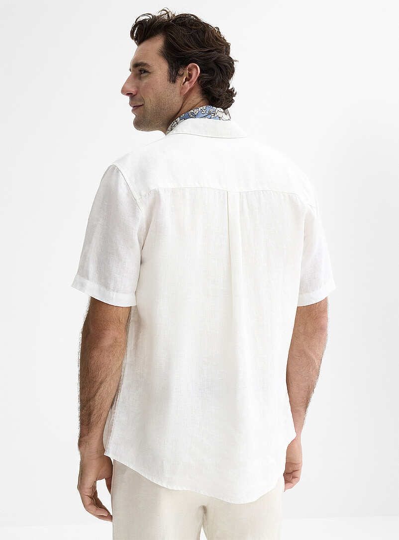 Le 31: La chemise manches courtes pur lin europ&eacute;en <b>Coupe confort</b> Sarcelle - Turquoise pour homme