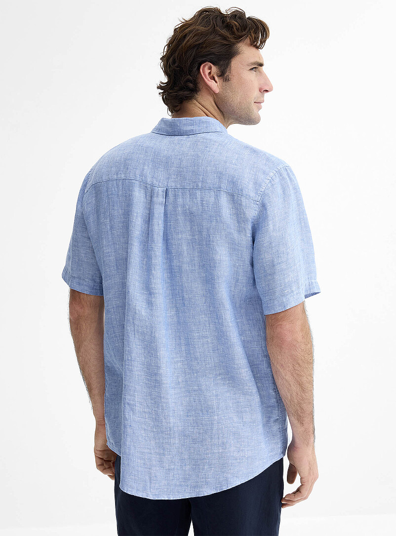 Le 31 White 100% European linen short-sleeve shirt <b>Comfort fit</b> for men