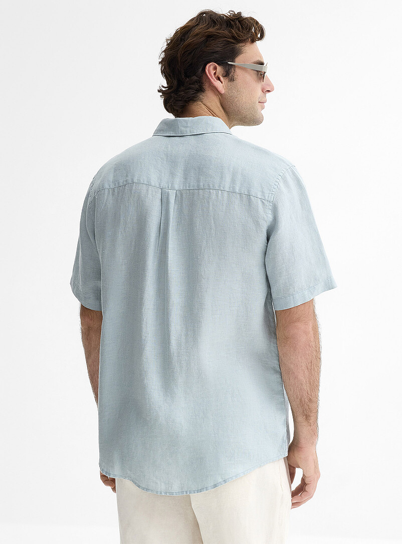 Le 31 White 100% European linen short-sleeve shirt <b>Comfort fit</b> for men