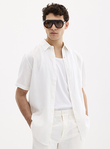 100% European linen short-sleeve shirt <b>Modern fit</b>
