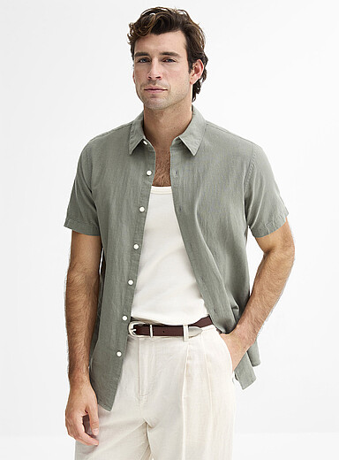 La chemise manches courtes pur lin europ&eacute;en <b>Coupe moderne</b>