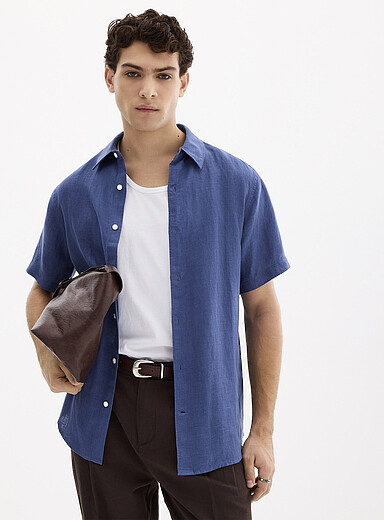 La chemise manches courtes pur lin europ&eacute;en <b>Coupe moderne</b>