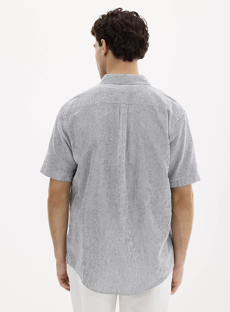 Le 31: La chemise lin rayures verticales binaires <b>Coupe moderne</b> Lilas pour homme