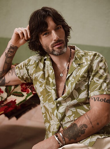 La chemise lin fleurs exotiques <b>Coupe confort</b>