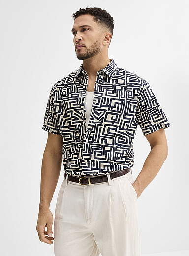 Le chemise lin motifs exotiques <b>Coupe moderne</b>