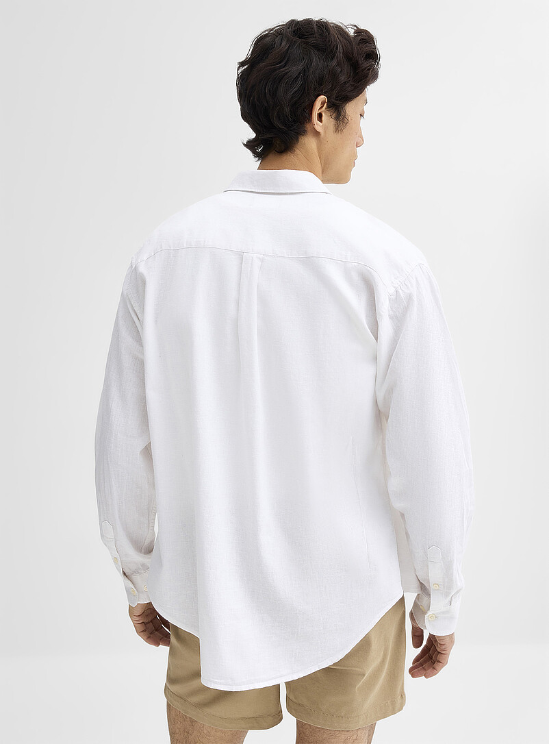 Le 31 Chocolate/Espresso Linen-organic cotton shirt <b>Relaxed fit</b> for men