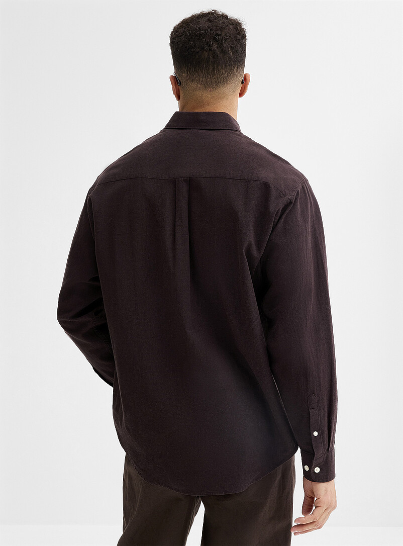 Le 31: La chemise lin et coton biologique <b>Coupe relaxe</b> Chocolat - Espresso pour homme