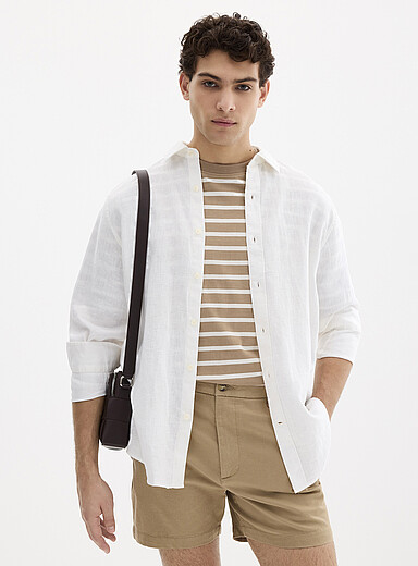 100% European linen long-sleeve shirt <b>Comfort fit</b>