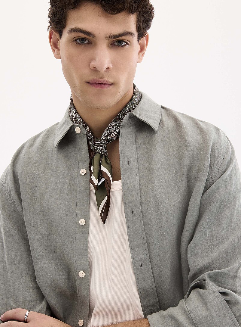 Le 31: La chemise manches longues pur lin europ&eacute;en <b>Coupe confort</b> Blanc pour homme