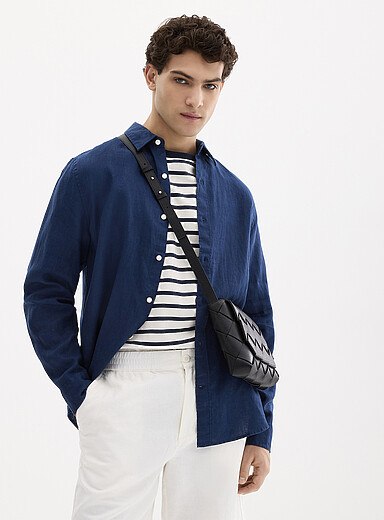 100% European linen long-sleeve shirt <b>Comfort fit</b>