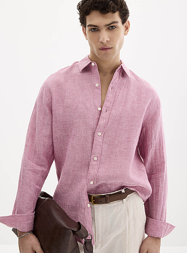 100% European linen long-sleeve shirt <b>Comfort fit</b>