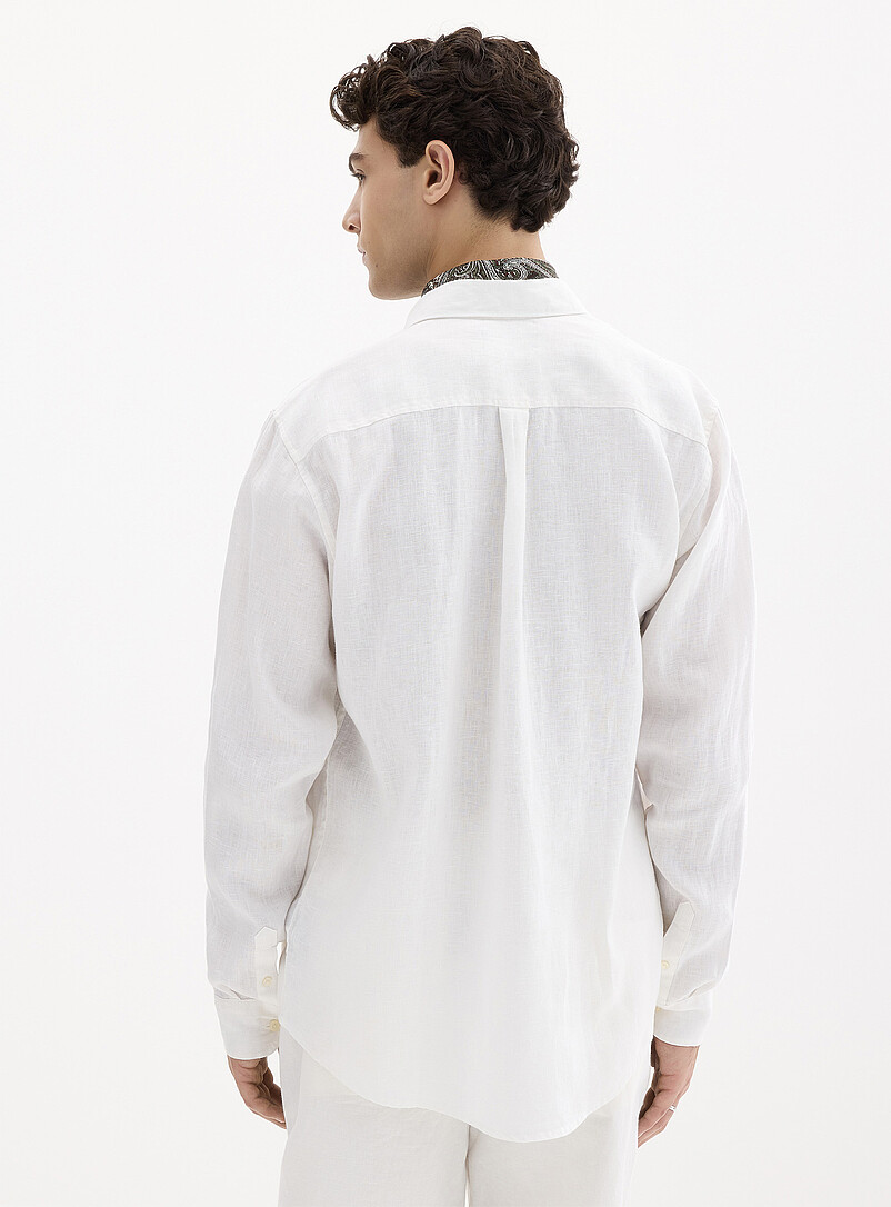 Le 31: La chemise manches longues pur lin europ&eacute;en <b>Coupe moderne</b> Bleu p&acirc;le - Bleu ciel pour homme