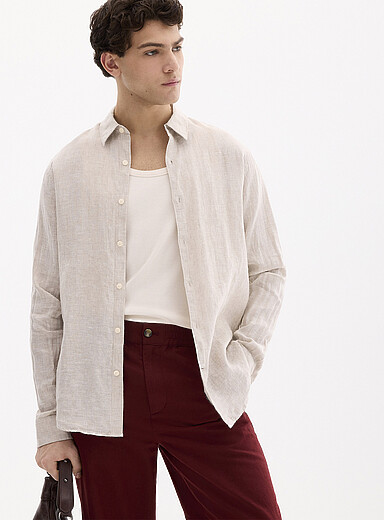 La chemise manches longues pur lin europ&eacute;en <b>Coupe moderne</b>