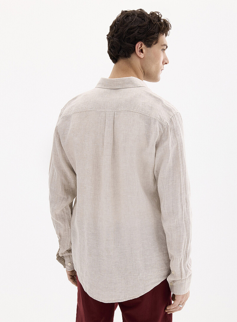 Le 31: La chemise manches longues pur lin europ&eacute;en <b>Coupe moderne</b> Bleu p&acirc;le - Bleu ciel pour homme