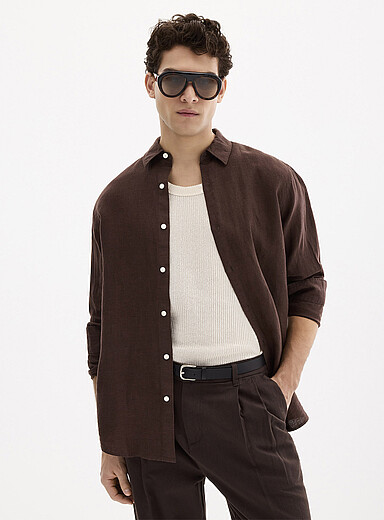 La chemise manches longues pur lin europ&eacute;en <b>Coupe moderne</b>