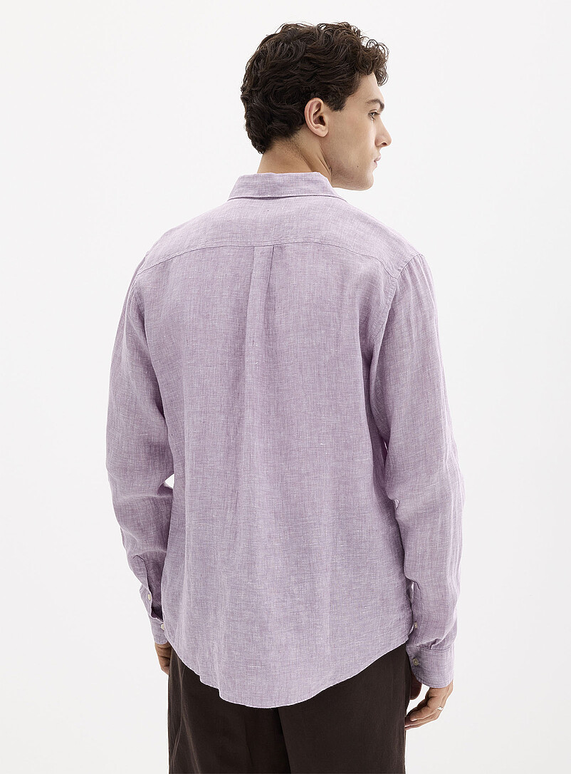 Le 31 Baby Blue 100% European linen long-sleeve shirt <b>Modern fit</b> for men