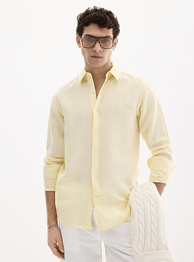 100% European linen long-sleeve shirt <b>Modern fit</b>