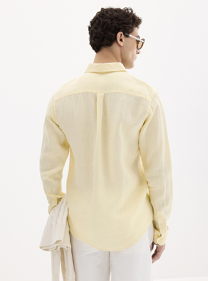 Le 31 Baby Blue 100% European linen long-sleeve shirt <b>Modern fit</b> for men