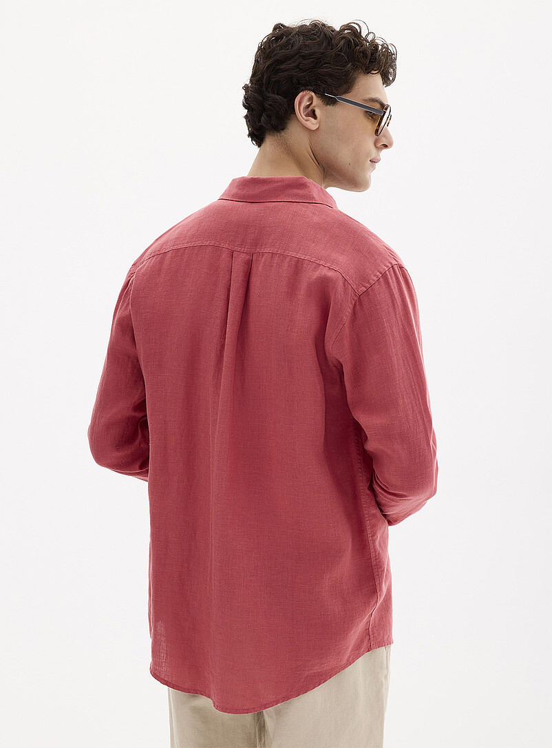 Le 31: La chemise manches longues pur lin europ&eacute;en <b>Coupe moderne</b> Bleu p&acirc;le - Bleu ciel pour homme