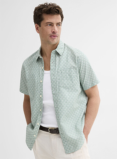 La chemise coton et lin minimotifs <b>Coupe moderne</b>