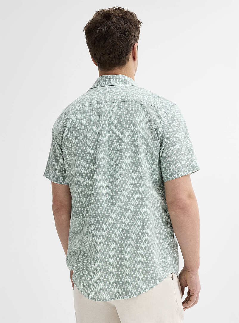 Le 31: La chemise coton et lin minimotifs <b>Coupe moderne</b> Vert pour homme