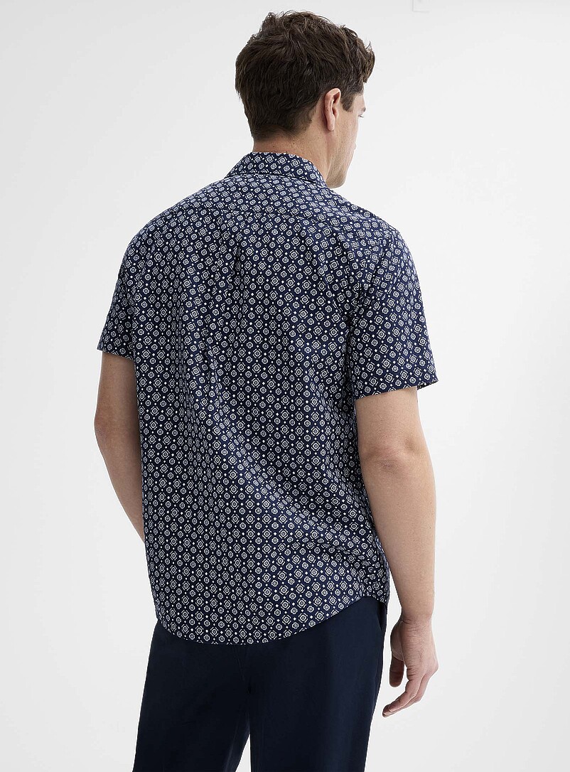Le 31: La chemise coton et lin minimotifs <b>Coupe moderne</b> Vert pour homme