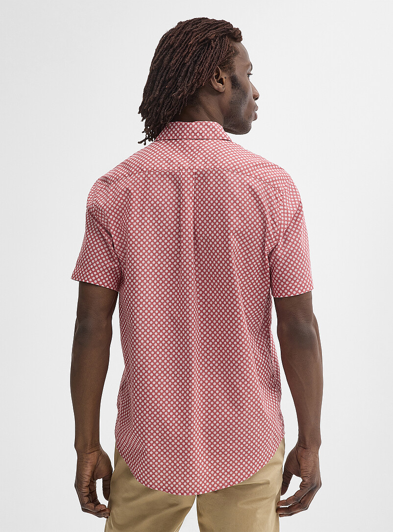 Le 31: La chemise coton et lin minimotifs <b>Coupe moderne</b> Vert pour homme